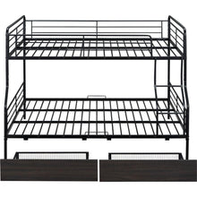 Load image into Gallery viewer, Full XL Over Queen Metal Bunk Bed with 2 Drawers, Black
