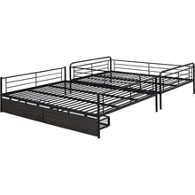 Load image into Gallery viewer, Full XL Over Queen Metal Bunk Bed with 2 Drawers, Black
