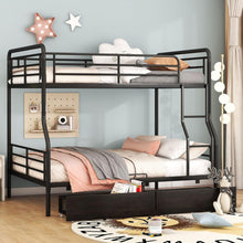 Load image into Gallery viewer, Full XL Over Queen Metal Bunk Bed with 2 Drawers, Black
