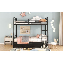 Load image into Gallery viewer, Full XL Over Queen Metal Bunk Bed with 2 Drawers, Black
