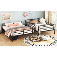 Load image into Gallery viewer, Full XL Over Queen Metal Bunk Bed with 2 Drawers, Black
