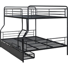 Load image into Gallery viewer, Full XL Over Queen Metal Bunk Bed with 2 Drawers, Black
