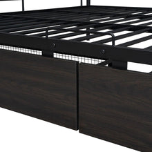 Load image into Gallery viewer, Full XL Over Queen Metal Bunk Bed with 2 Drawers, Black
