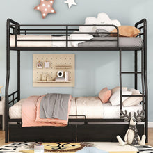 Load image into Gallery viewer, Full XL Over Queen Metal Bunk Bed with 2 Drawers, Black

