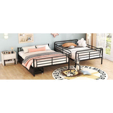 Load image into Gallery viewer, Full XL Over Queen Metal Bunk Bed with 2 Drawers, Black
