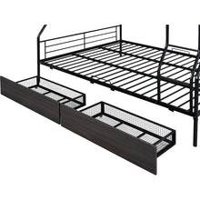 Load image into Gallery viewer, Full XL Over Queen Metal Bunk Bed with 2 Drawers, Black
