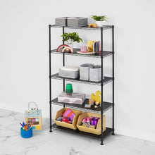 Load image into Gallery viewer, 14&quot; x 30&quot; x 60&quot; 5-Tier Wire Rack - Black
