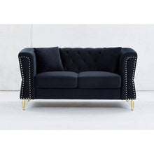 Carregar imagem no visualizador da galeria, 3-seater + 2-seater Combination Sofa Tufted Couch with Rolled Arms and Nailhead for Living Room, Bedroom, Office, Apartment, four pillows
