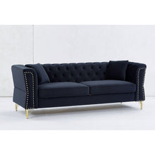 Carregar imagem no visualizador da galeria, 3-seater + 2-seater Combination Sofa Tufted Couch with Rolled Arms and Nailhead for Living Room, Bedroom, Office, Apartment, four pillows
