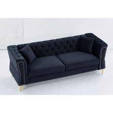 Carregar imagem no visualizador da galeria, 3-seater + 2-seater Combination Sofa Tufted Couch with Rolled Arms and Nailhead for Living Room, Bedroom, Office, Apartment, four pillows
