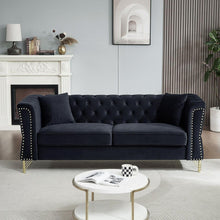 Carregar imagem no visualizador da galeria, 3-seater + 2-seater Combination Sofa Tufted Couch with Rolled Arms and Nailhead for Living Room, Bedroom, Office, Apartment, four pillows
