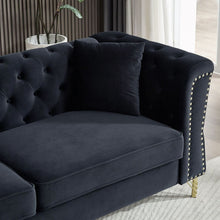 Carregar imagem no visualizador da galeria, 3-seater + 2-seater Combination Sofa Tufted Couch with Rolled Arms and Nailhead for Living Room, Bedroom, Office, Apartment, four pillows
