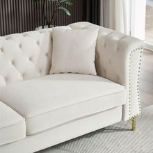 Carregar imagem no visualizador da galeria, 3-seater + 2-seater Combination Sofa Tufted Couch with Rolled Arms and Nailhead for Living Room, Bedroom, Office, Apartment, four pillows
