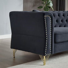 Carregar imagem no visualizador da galeria, 3-seater + 2-seater Combination Sofa Tufted Couch with Rolled Arms and Nailhead for Living Room, Bedroom, Office, Apartment, four pillows
