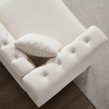 Carregar imagem no visualizador da galeria, 3-seater + 2-seater Combination Sofa Tufted Couch with Rolled Arms and Nailhead for Living Room, Bedroom, Office, Apartment, four pillows
