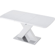 Load image into Gallery viewer, Modern Square Dining Table, Stretchable, White Table Top+MDF X-Shape Table Leg with Metal Base
