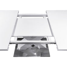 Load image into Gallery viewer, Modern Square Dining Table, Stretchable, White Table Top+MDF X-Shape Table Leg with Metal Base

