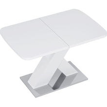 Load image into Gallery viewer, Modern Square Dining Table, Stretchable, White Table Top+MDF X-Shape Table Leg with Metal Base
