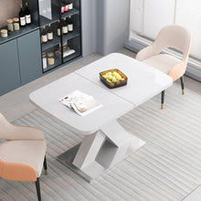 Load image into Gallery viewer, Modern Square Dining Table, Stretchable, White Table Top+MDF X-Shape Table Leg with Metal Base
