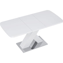 Load image into Gallery viewer, Modern Square Dining Table, Stretchable, White Table Top+MDF X-Shape Table Leg with Metal Base

