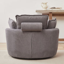 Load image into Gallery viewer, 38&quot;W Oversized Swivel Chair with moon storage ottoman for Living Room, Modern Accent Round Loveseat Circle Swivel Barrel Chairs for Bedroom Cuddle Sofa Chair Lounger Armchair, 4 Pillows,CORDUROY
