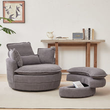 Load image into Gallery viewer, 38&quot;W Oversized Swivel Chair with moon storage ottoman for Living Room, Modern Accent Round Loveseat Circle Swivel Barrel Chairs for Bedroom Cuddle Sofa Chair Lounger Armchair, 4 Pillows,CORDUROY
