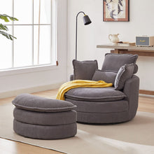 Load image into Gallery viewer, 38&quot;W Oversized Swivel Chair with moon storage ottoman for Living Room, Modern Accent Round Loveseat Circle Swivel Barrel Chairs for Bedroom Cuddle Sofa Chair Lounger Armchair, 4 Pillows,CORDUROY
