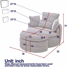 Load image into Gallery viewer, 38&quot;W Oversized Swivel Chair with moon storage ottoman for Living Room, Modern Accent Round Loveseat Circle Swivel Barrel Chairs for Bedroom Cuddle Sofa Chair Lounger Armchair, 4 Pillows,CORDUROY

