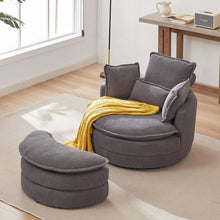 Load image into Gallery viewer, 38&quot;W Oversized Swivel Chair with moon storage ottoman for Living Room, Modern Accent Round Loveseat Circle Swivel Barrel Chairs for Bedroom Cuddle Sofa Chair Lounger Armchair, 4 Pillows,CORDUROY
