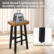 Load image into Gallery viewer, Set of 2 Farmhouse Solid Wood Bar Stools - Backless Saddle Seat Counter Height Chairs for Kitchen Island, Breakfast Nook &amp; Home Office
