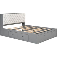 Load image into Gallery viewer, Wood Queen Size Platform Bed with Storage Headboard, shoe rack and 4 drawers,Gray
