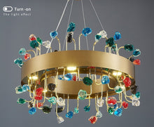 Carregar imagem no visualizador da galeria, MIRODEMI® Gold Round Colorful Crystal Chandelier for Living room, Kitchen
