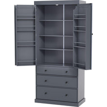 Load image into Gallery viewer, [Assembly Video Provided]77inch Farmhouse Kitchen Pantry, Freestanding Tall Cupboard Storage Cabinet with 3 Adjustable Shelves, 8 Door Shelves, 3 Drawers for Kitchen, Dining Room, Gray
