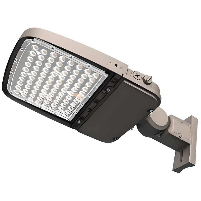 150 Watt Tunable Commercial Parking Lot Lights | Universal Mount | 5000K - 100-277V AC, Brown Finish, with Photocell, 1-10V Dimmable - Arm Bracket for Square Pole or Round Pole