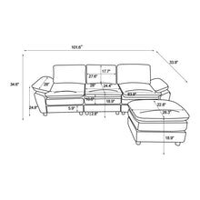 Load image into Gallery viewer, Modern Deep 3-Seat Sofa Couch with Ottoman, Polyester Sofa Sleeper Comfy Upholstered Furniture for Living Room, Apartment, Studio, Office, Green
