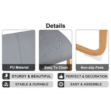 Load image into Gallery viewer, White stone burning tabletop with rubber wooden legs, foldable computer desk, foldable office desk, Modern PU leather high back cushion side chair with wood grain metal legs.
