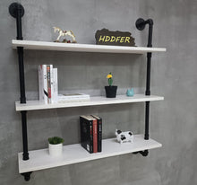 Load image into Gallery viewer, HDDFER Floating Bookshelf Shelves Industrial Pipe Shelving Pipe Shelves Rustic White Wall Shelves 36 Inch Farmhouse Book Shelves for Kitchen Bar,Bathr
