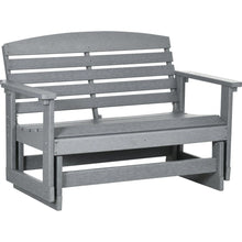 Load image into Gallery viewer, 2-Person Outdoor Glider Bench Patio Double Swing Rocking Chair Loveseat w/ Slatted HDPE Frame for Backyard Garden Porch, Light Gray
