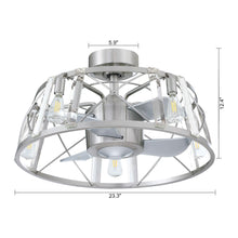 Cargar imagen en el visor de la galería, 23&quot; Modern Satin Nickel DC Motor Downrod Mount Reversible Fandelier Ceiling Fan with Lighting and Remote Control
