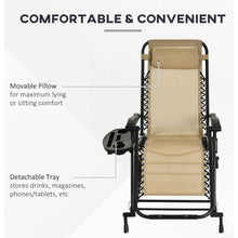 Load image into Gallery viewer, 2 Pieces Outdoor Rocking Chairs, Foldable Reclining Zero Gravity Lounge Rocker with Pillow, Cup &amp; Phone Holder, Combo Design with Folding Legs, Beige
