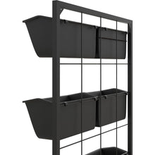 Carregar imagem no visualizador da galeria, 3-Tier Wall Planter with 6 Pots for Indoor and Outdoor Use, Hanging Plant Holder, Self Draining Wall Mounted Planter for Vegetables, Flowers, Herbs, Black
