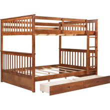 Carregar imagem no visualizador da galeria, Full-Over-Full Bunk Bed with Ladders and Two Storage Drawers (Walnut)
