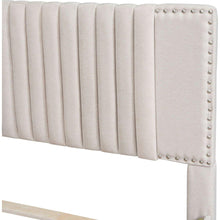 Carregar imagem no visualizador da galeria, Full Size Upholstered Platform Bed with 2 Drawers and 1 Twin Size Trundle, Classic Headboard Design, Beige

