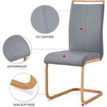 Load image into Gallery viewer, White stone burning tabletop with rubber wooden legs, foldable computer desk, foldable office desk, Modern PU leather high back cushion side chair with wood grain metal legs.

