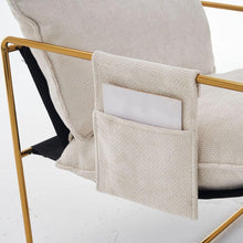 Carregar imagem no visualizador da galeria, 2 Sets 1 Case, Upholstered Hanging Armchair with Arm PocketsMetal frame, gold-plated craftsmanship, crushed foam cushions and skin-friendly woven fabric for living room and bedroom. Beige
