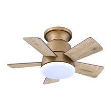 Cargar imagen en el visor de la galería, 24&quot; Farmhouse Flush Mount Reversible Iron Ceiling Fan with Lighting and Remote Control
