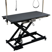 Load image into Gallery viewer, electric pet grooming table, 110V/220V professional groomer recommend super Deluxe electric pet grooming table, 110V/220V professional groomer recommend height adjust from 8 up to 36inch BLACK COLOR
