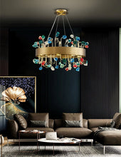 Carregar imagem no visualizador da galeria, MIRODEMI® Gold Round Colorful Crystal Chandelier for Living room, Kitchen
