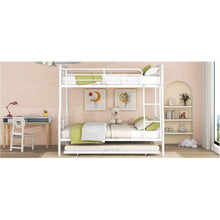 Load image into Gallery viewer, Full XL Over Queen Metal Bunk Bed with Twin Size Trundle, White
