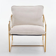 Carregar imagem no visualizador da galeria, 2 Sets 1 Case, Upholstered Hanging Armchair with Arm PocketsMetal frame, gold-plated craftsmanship, crushed foam cushions and skin-friendly woven fabric for living room and bedroom. Beige
